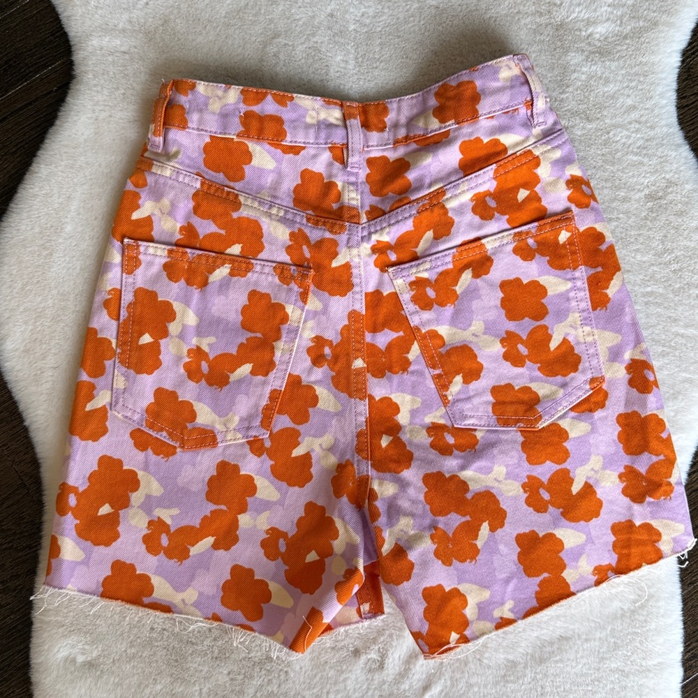 Zara The 90s Floral Denim Set - Connie Shirt Matching Shorts - Size XS - NEW - Picture 5 of 13